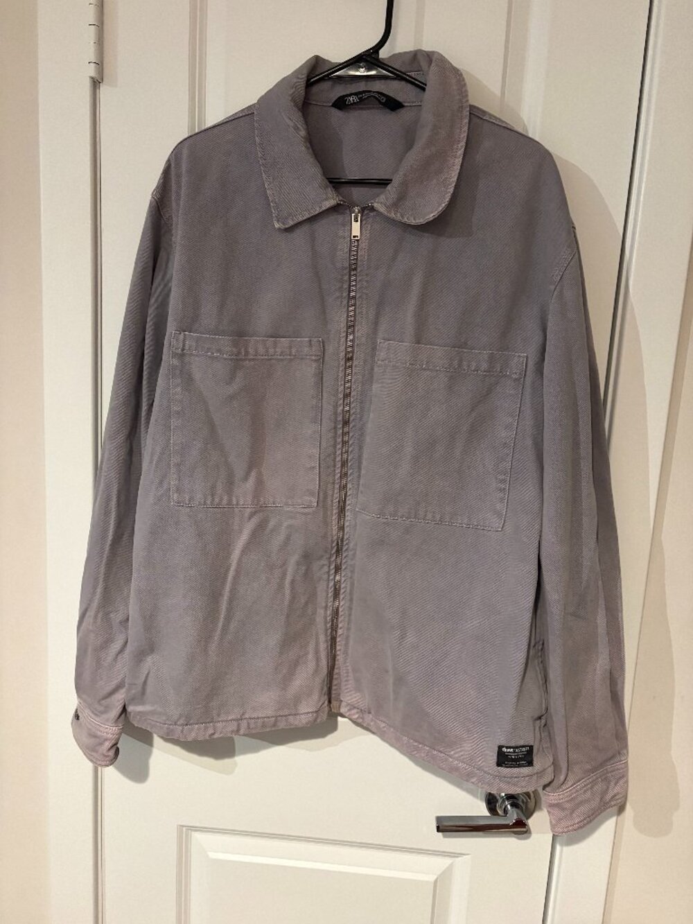 Zara Men's Gray Denim Zip-Up Jacket Size XL